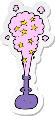 Bir insan tarafından çizilmiş sihirli bir iksirin yapıştırması.