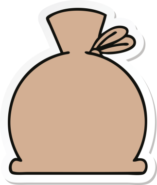 Bir insan tarafından çizilmiş şirin bir karikatür çantasının etiketi.