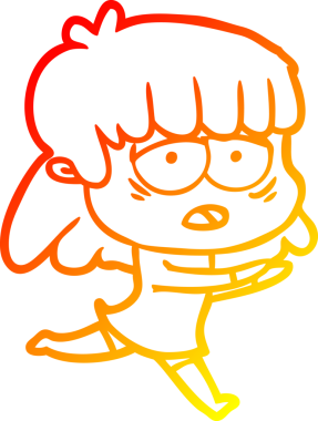 Bir insan tarafından çizilmiş, karikatür çizen, yorgun bir kadın.