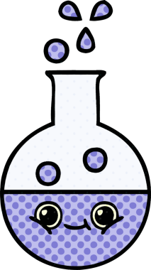 Bir insan tarafından çizilmiş bir test tüpünün çizgi romanı.