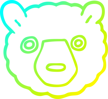 Bir insan tarafından çizilmiş bir ayı suratının soğuk gradyan çizgisi