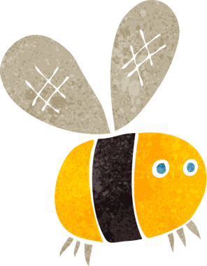 Bir insan tarafından çizilmiş çizgi film arısı.