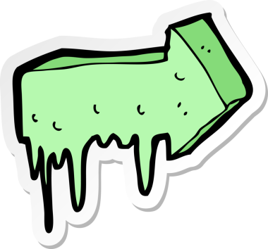 Bir insan tarafından çizilmiş sümüksü bir okun çıkartması.