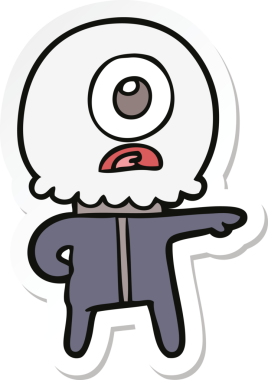 Bir insan tarafından çizilmiş uzaylı uzay adamının çizdiği Tepegöz 'ün çıkartması.