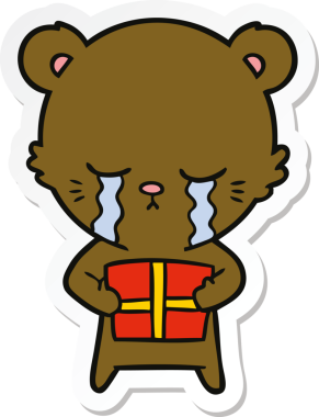 Bir insan tarafından çizilmiş, ağlayan bir çizgi film ayısının çıkartması.