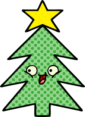 Bir insan tarafından çizilmiş bir Noel ağacının çizgi romanı.