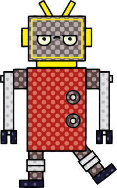 bir insan tarafından çizilmiş bir robotun çizgi roman tarzı