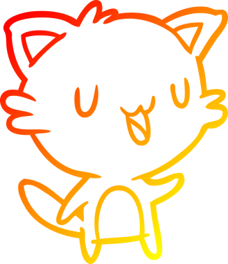 Bir insan tarafından çizilmiş mutlu bir kedinin sıcak çizgi çizimi