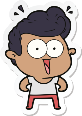 Bir insan tarafından çizilmiş heyecanlı bir adamın çıkartması.