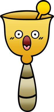 Bir insan tarafından çizilmiş okul çanının gölgeli karikatürü