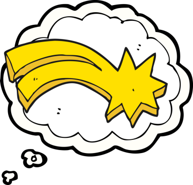 Bir insan tarafından çizilmiş serbest çizim balon karikatür dekoratif kayan yıldız.