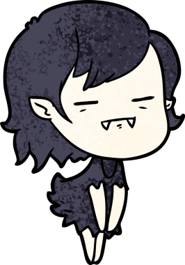 Bir insan tarafından çizilmiş ölümsüz vampir kız çizgi filmi.