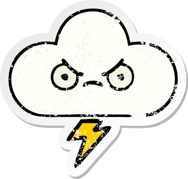 Bir insan tarafından çizilmiş tatlı bir gökgürültüsü bulutunun sıkıntılı çıkartması.