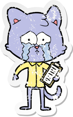 Bir insan tarafından çizilmiş karikatür bir kedinin sıkıntılı çıkartması.