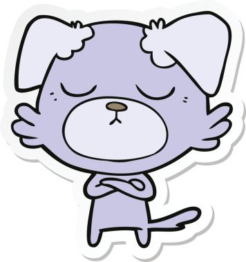 Bir insan tarafından çizilmiş şirin bir köpeğin çıkartması.