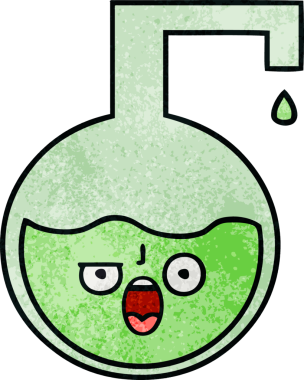 Bir insan tarafından çizilmiş bir bilimsel deneyin retro grunge doku karikatürü