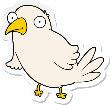 Bir insan tarafından çizilmiş çizgi film kuşunun çıkartması.