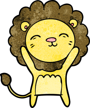 Bir insan tarafından çizilmiş çizgi film aslanı.