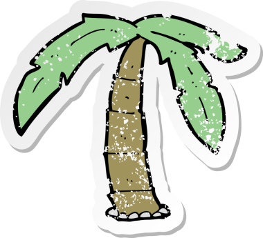 Bir insan tarafından çizilmiş karikatür palmiye ağacının gerilemiş yapıştırması.