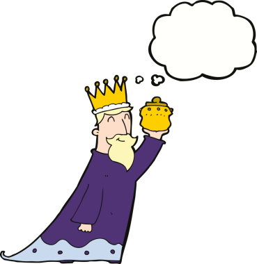 Bir insan tarafından çizilmiş düşünce baloncuğu olan üç bilge adamdan biri.