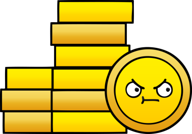 Bir insan tarafından çizilmiş bozuk paranın gölgelenmiş karikatürü