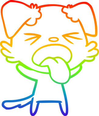 Gökkuşağı gradyan çizgi çizimi bir insan tarafından çizilmiş iğrenç bir köpek.