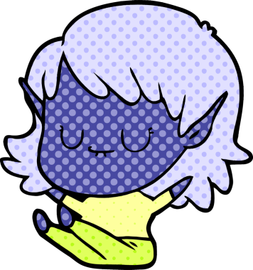 Bir insan tarafından çizilmiş mutlu elf kızı.