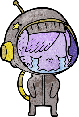 Bir insan tarafından çizilmiş ağlayan astronot kız.