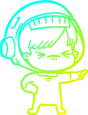 Bir insan tarafından çizilmiş soğuk gradyan çizgili astronot kadın çizimi.