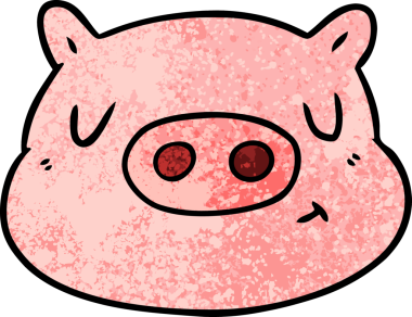 Bir insan tarafından çizilmiş domuz suratlı çizgi film.