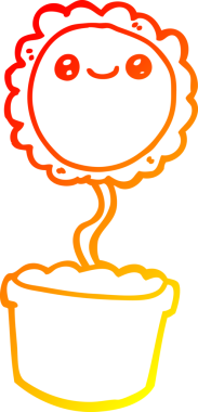 Bir insan tarafından çizilmiş karikatür çiçeğinin sıcak çizgi çizimi