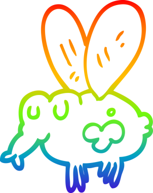 gökkuşağı gradyan çizgi çizimi bir insan tarafından çizilmiş bir sineğin çizimi