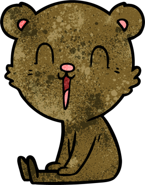 Bir insan tarafından çizilmiş mutlu çizgi film ayısı.