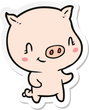 Bir insan tarafından çizilmiş bir domuzun çıkartması.