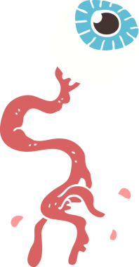 Bir insan tarafından çizilmiş iğrenç göz küresinin düz renk çizimi