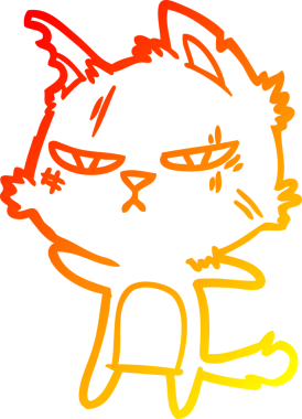 Bir insan tarafından çizilmiş sert bir çizgi film kedisinin sıcak çizgi çizimi