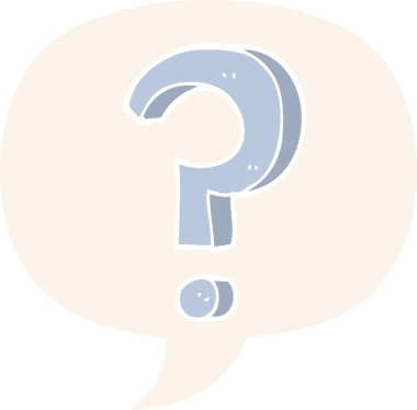 bir insan tarafından çizilmiş retro biçiminde konuşma baloncuğu ile çizgi film soru işareti