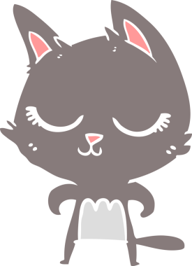 Bir insan tarafından çizilmiş düz renkli çizgi film kedisi