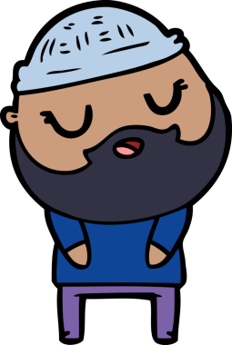 Bir insan tarafından çizilmiş sakallı bir çizgi film adamı.