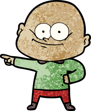 Bir insan tarafından çizilmiş kel bir adam.