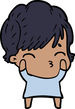 Bir insan tarafından çizilmiş bir çizgi film kadını.