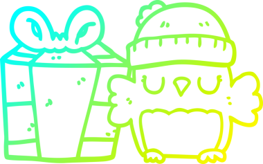 Bir insan tarafından çizilmiş bir baykuşun soğuk gradyan çizimi.