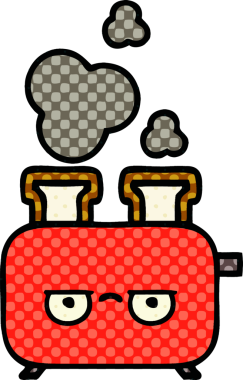 Bir insan tarafından çizilmiş bir ekmek kızartma makinesinin çizgi filmi.