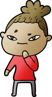 Bir insan tarafından çizilmiş karikatür kadın.