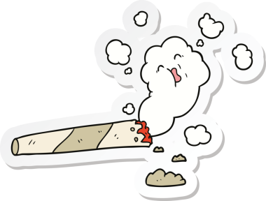 Bir insan tarafından çizilmiş sigara içen bir karikatür çıkartması.