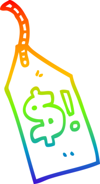 gökkuşağı gradyan çizimi bir insan tarafından çizilmiş bir karikatür fiyat etiketi