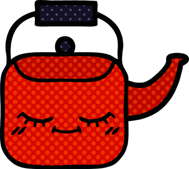 Bir insan tarafından çizilmiş bir çaydanlık çizgi filmi.