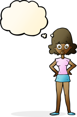 Bir insan tarafından çizilmiş düşünce balonlu bir karikatür.