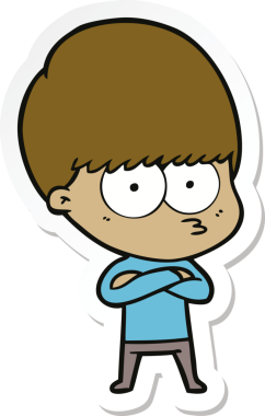 Bir insan tarafından çizilmiş sinirli bir çizgi film çocuğunun çıkartması.