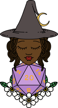 Retro Dövme Tarzı İnsan Cadı Doğal 20 zar atışıyla Bir insan tarafından çizilmiş